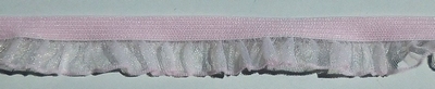 Elastic Lace+Organza ruche 15-16mm (50 m), Light Pink 546